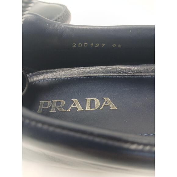 PRADA Leather Loafer Slip On Luxury Shoes Blue Men's Size US 9.5 Toro 2DD127 - Picture 12 of 16